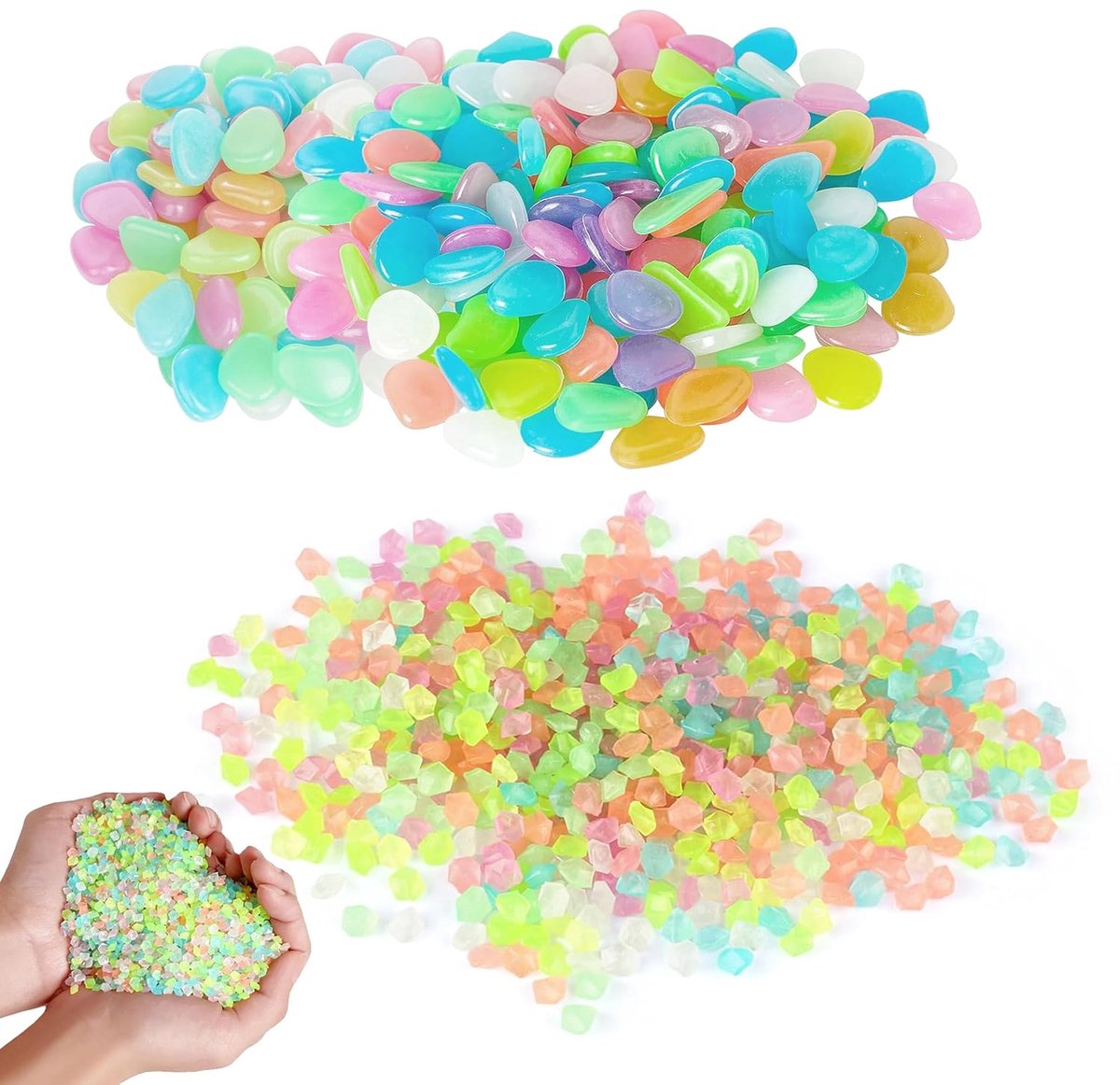 SnelShoppen - Glowing Pebbles 300 Stuks en 3000 Stuks Luminous Sandstones - Kleurrijke Glanzende Tuinstenen voor Decoratie in Tuin, Aquarium en Vazen