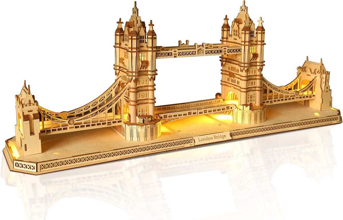 SnelShoppen - Tower Bridge 3D Houten Puzzels voor Volwassenen, Bouwpakket Modelbouw, DIY Architectuur Kit, 450 Stukken, Perfect Cadeau voor Vrouwen en