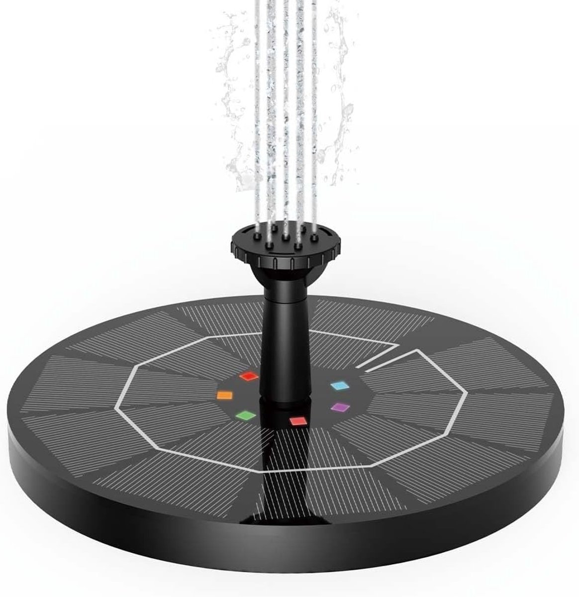 SnelShoppen - Solar Fountain Buiten 2.2W 16cm LED Drijvende Fontein Pomp met 6 Zonne Nozzles voor Tuin, Vijver, Patio en Zwembad