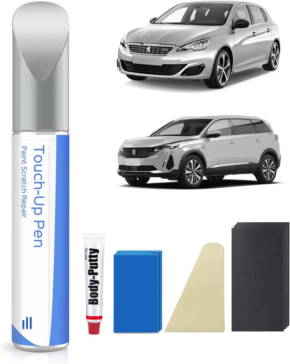 SnelShoppen - Reparatieverfset voor Auto - Aluminium Repair Paint Set - Perfect voor Krassen en Schade - Precieze Kleur - Voor Peugeot - Flawless Hers