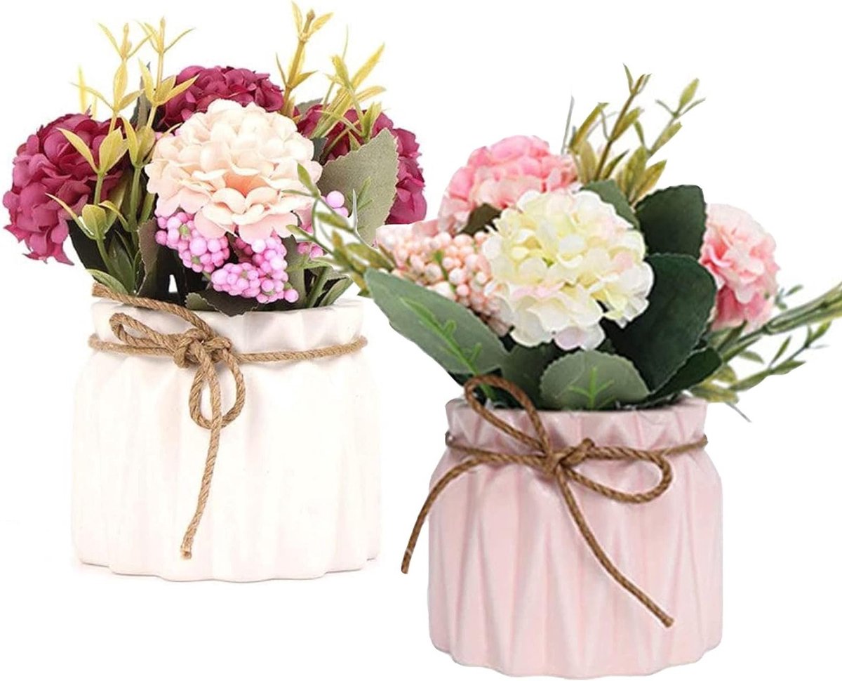 Kunstbloemen in Pot voor Decoratie, Hydrangea en Zijdebloemen, Perfect voor Thuis, Feesten
