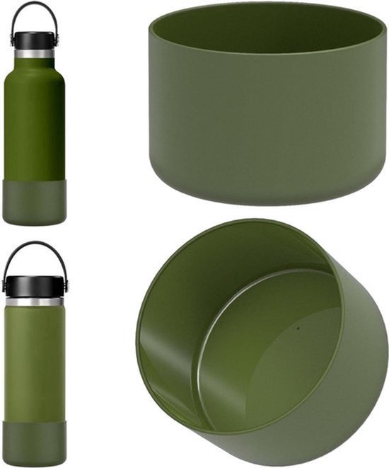 Dailygoods - Dailygoody - waterfleshoezen - siliconen bodembeschermer - legergroen - geschikt voor Hydro Flask - 2-pack waterfleshoezen - bescherming voor flessen van Dailygoods — afbeelding 2