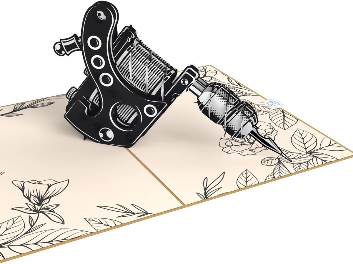 SnelShoppen - MOKIO Pop-Up Kaart – Tattoo – 3D Verjaardagskaart voor Verjaardag, Cadeaukaart voor Tattoo Studio of Geldcadeau, Unieke Kaart met Tattoo