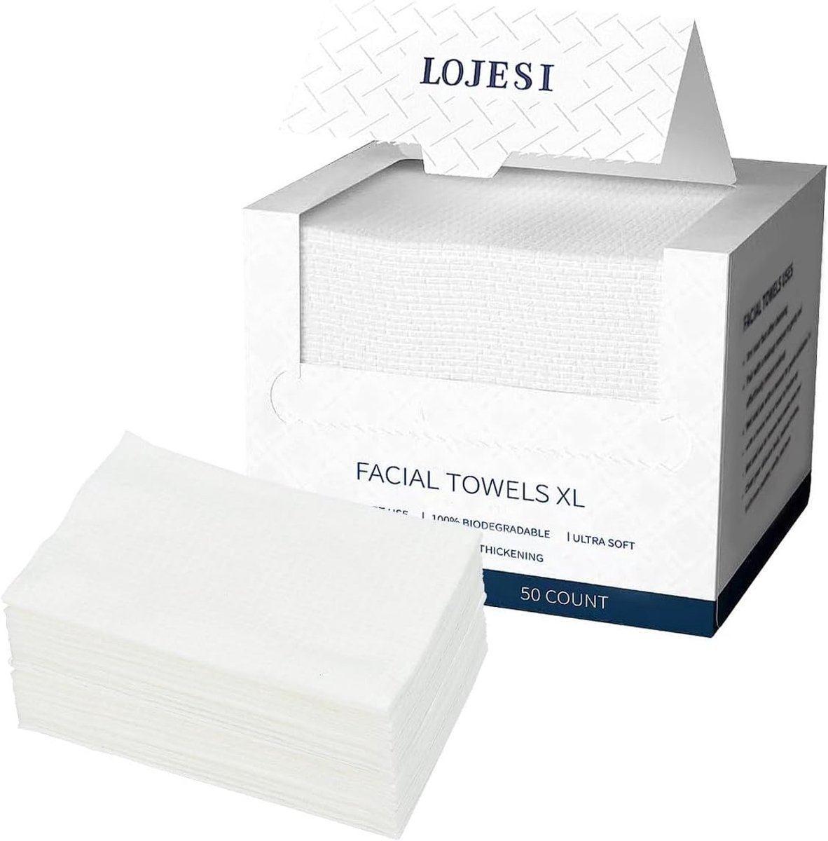 SnelShoppen - Pack van 50 Biologisch Afbreekbare Gezichtdoekjes, 30x26 cm, Zachte Hypoallergene Reinigingsdoeken voor Huidverzorging en Make-up Verwij