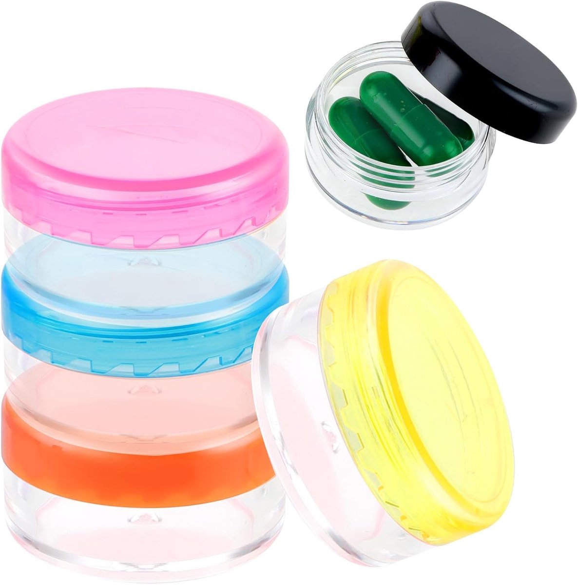 Compacte Pillen Organizer Set van 5 Stuks, BPA-vrije Reisdoos voor Medicijnen, Handige Mini Pillenhouders voor Thuis en Op Reis