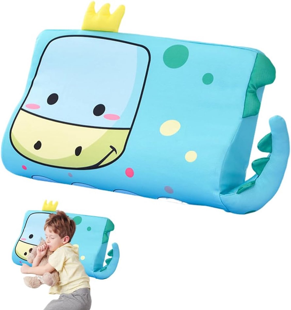 SnelShoppen - Memory Foam Kussen voor Kinderen 45x27 cm - Ergonomisch Hoofdkussen voor 2-3 Jaar - Leeuw Ontwerp - Kinderen Kussen met Hoes - Comfortab
