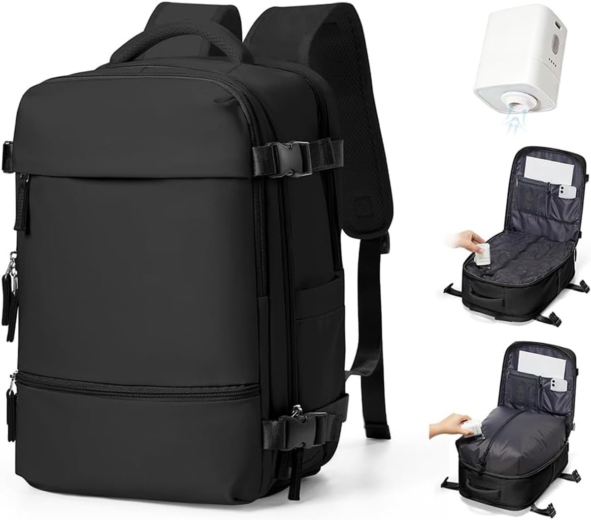 Thijox - Vacuüm Rugzak Reistas met Pomp voor Ryanair - 40x30x20 cm Casual Dagrugzak voor Dames - Handbagage Rugzak Laptop tot 16 inch met Schoenenvak