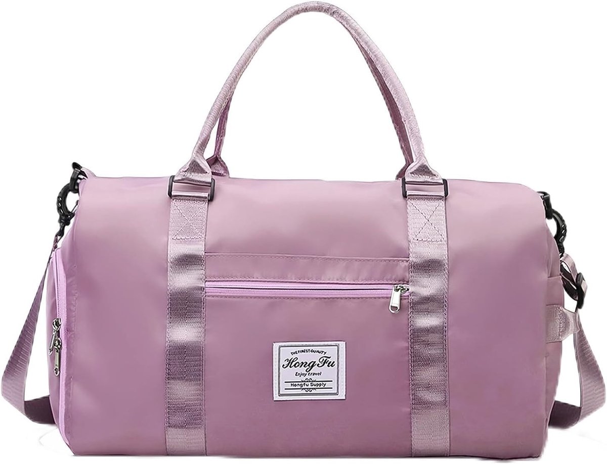 SnelShoppen - Fitnesstas Lichtpaars Dames - Grote Sporttas met Vakken voor Schoenen en Nat - Ideaal voor Fitness, Camping en Outdoor Activiteiten