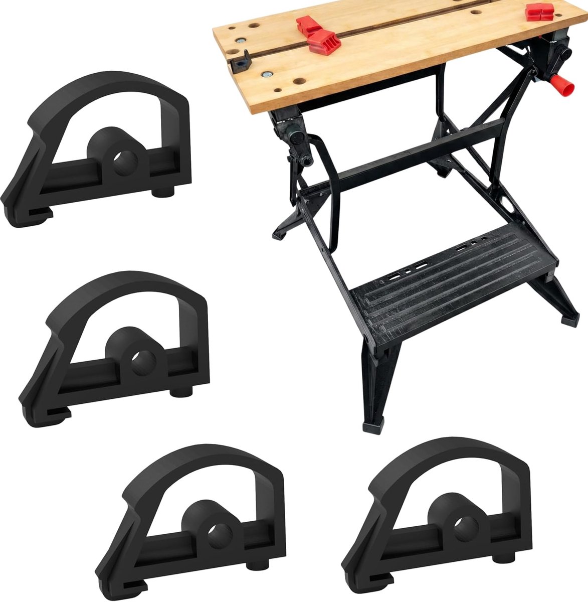 SnelShoppen - Leg Snapper Spring Set 242416-00 - Vervangende Veer voor Werkbank, 4 Stuks - Duurzaam, Zwart, Geschikt voor Workmate Modellen