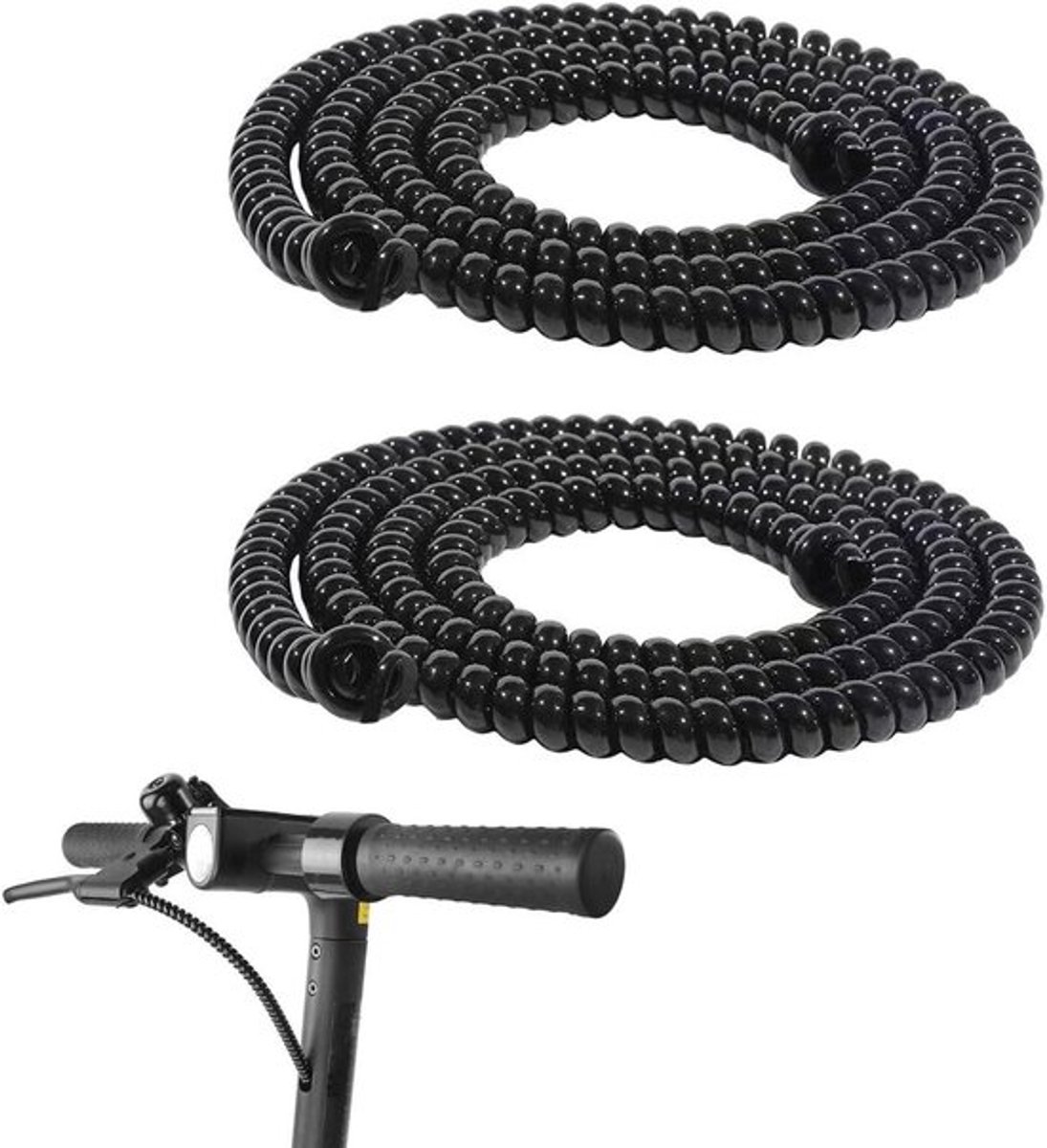 Kabelbeschermslang voor scooter, flexibele kabelspiraal, zwart, 2 stuks - kabelorganisatie, e-scooter accessoires.