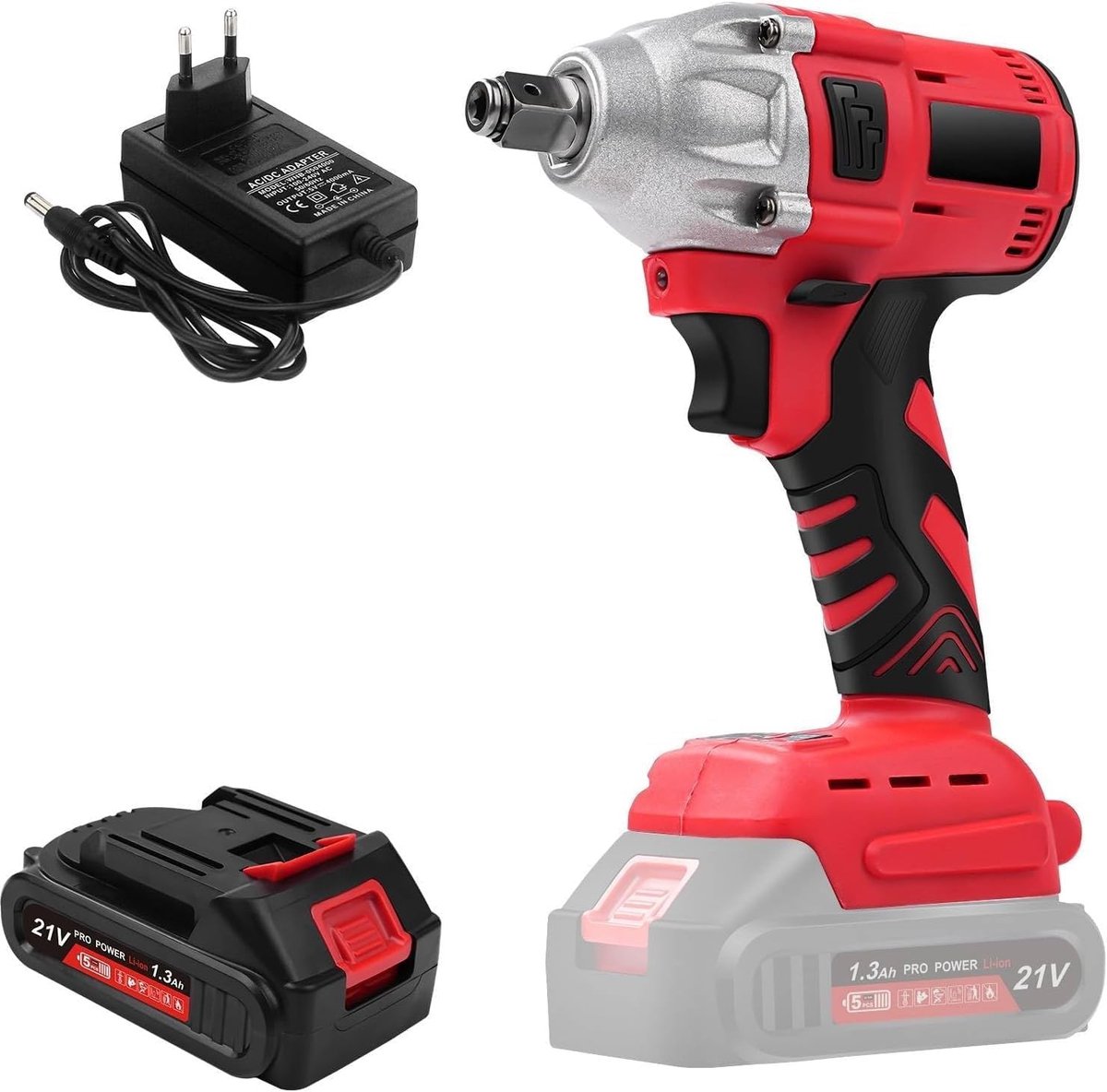 SnelShoppen - Draadloze Accuschroevendraaier 21V 1/2 Inch 300Nm met 5 x 1300mAh Batterij en LED - Ideaal voor Auto, Truck en Klussen