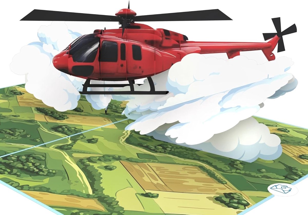SnelShoppen - 3D Pop-Up Kaart Helicopter - Verjaardagskaart voor Helikopter Tour, Cadeaukaart voor Verjaardag, Geldcadeau, Unieke Verjaardagsgroet