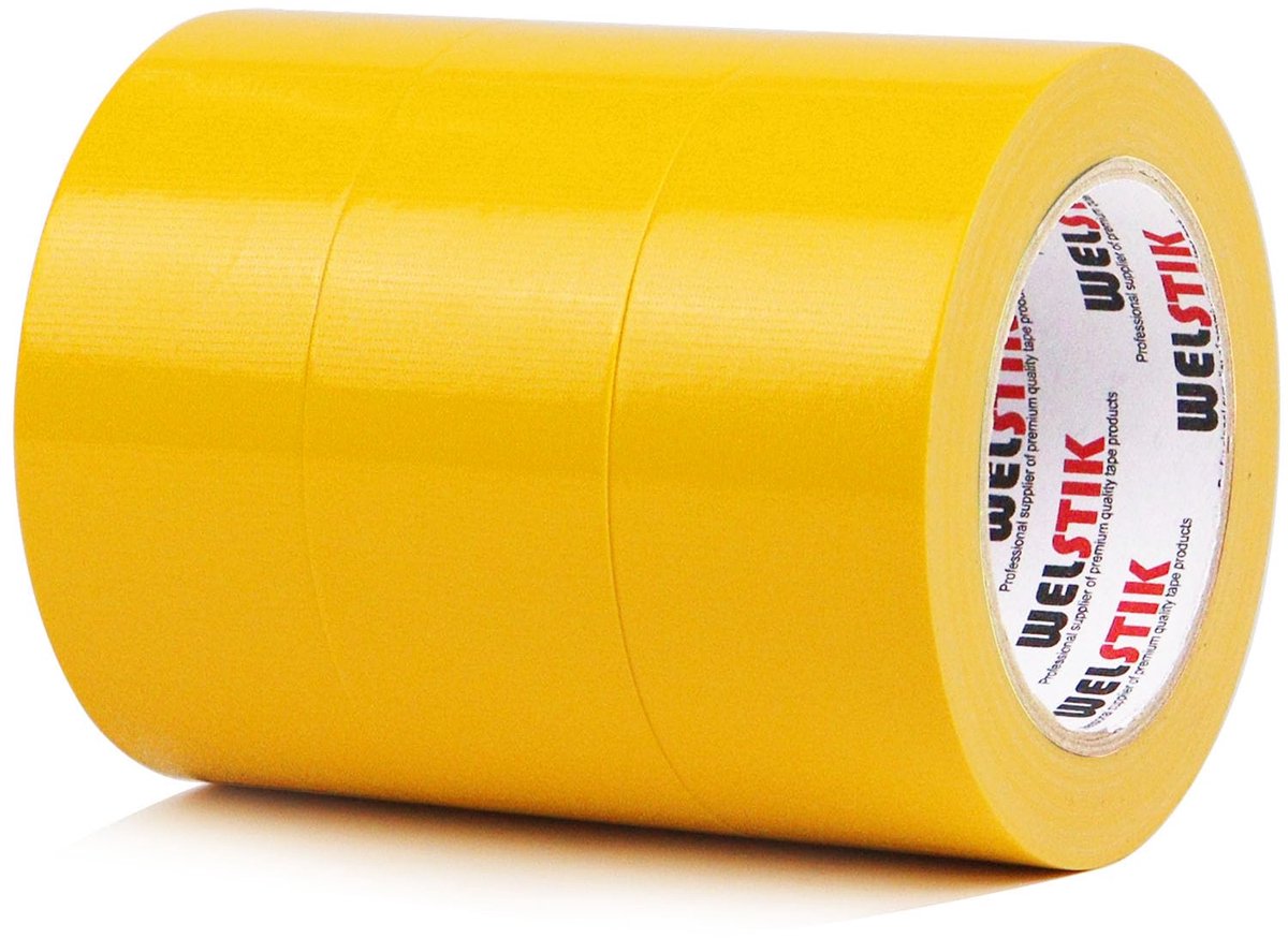SnelShoppen - Duct Tape 3 Pack 48mm x 27m - Waterproof Fabric Tape - Geel - Voor Reparaties, DIY, Klussen, Buiten en Binnengebruik