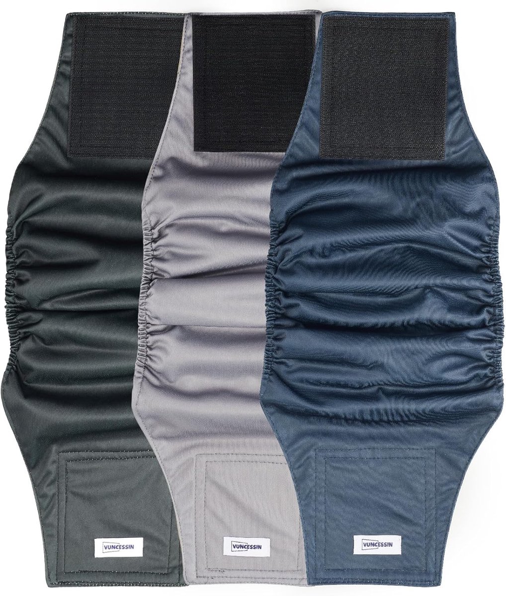 SnelShoppen - Herbruikbare Wasbare Luiers voor Honden, Premium Buikbanden voor middelgrote Mannen, 3 Stuks Extra Absorberende Urine Wraps - Incontinen