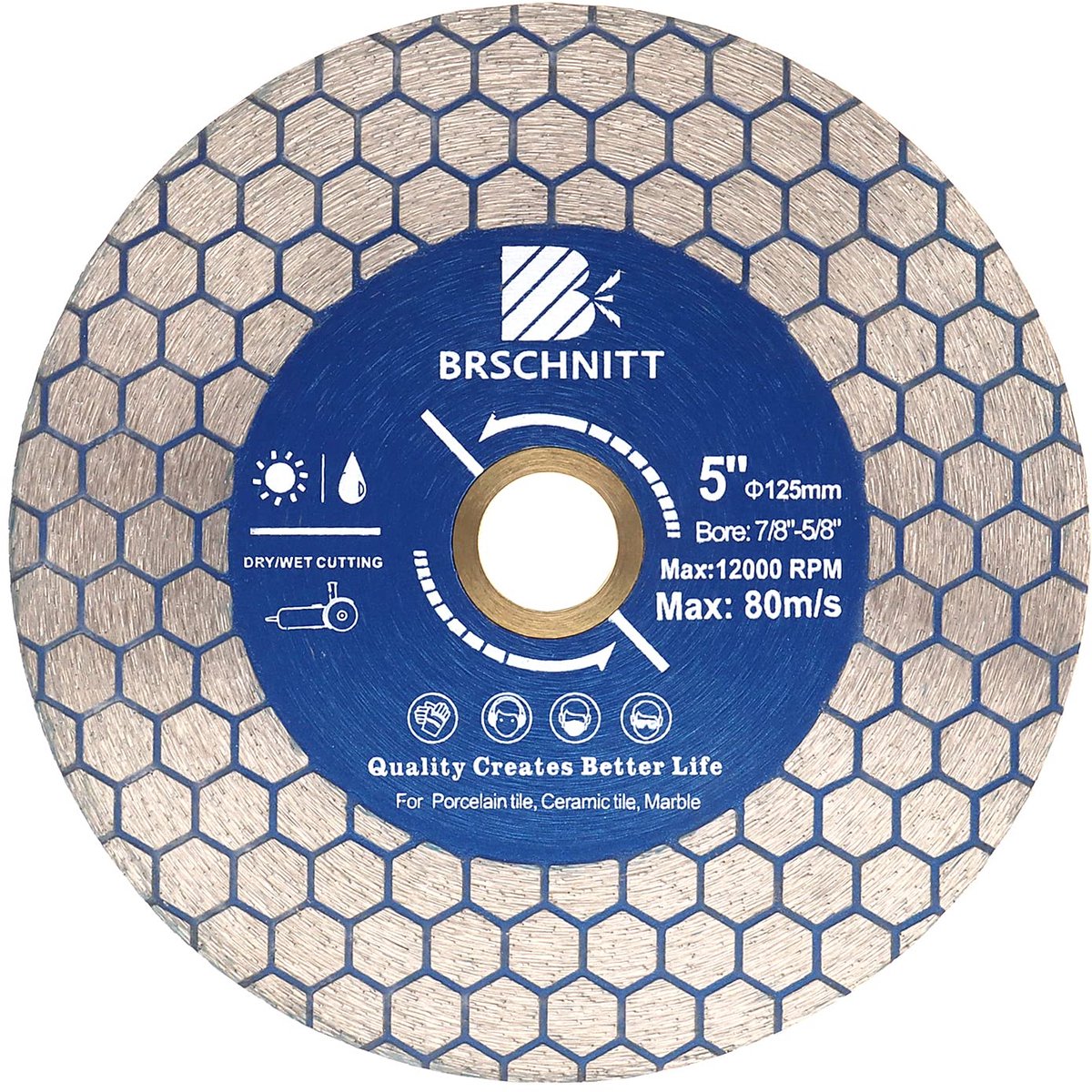 SnelShoppen - Diamond Granite Cutting Wheel 125mm - Diamantzaagblad voor Droog en Nat Snijden van Porselein, Tegels, Keramiek, Steen, Marmer en Granie