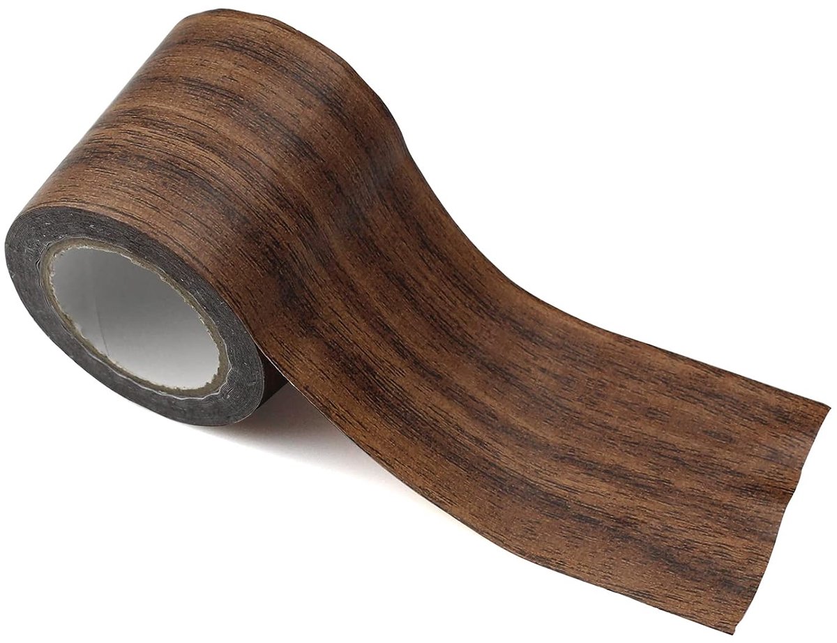 SnelShoppen - Wood Effect Adhesive Duct Tape - Houtnerf Meubel Tape - Donkerbruin - 8cm x 4.57m - Waterdicht en Scheurbestendig - Ideaal voor Vloerher