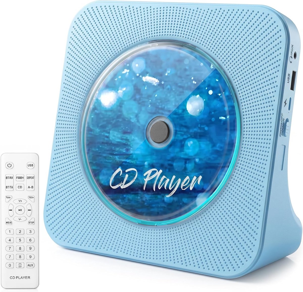 SnelShoppen - Bluetooth CD-speler met FM-radio, USB-weergave, AUX, hoofdtelefoonaansluiting, afstandsbediening, wekker, multifunctioneel en stofhoes -