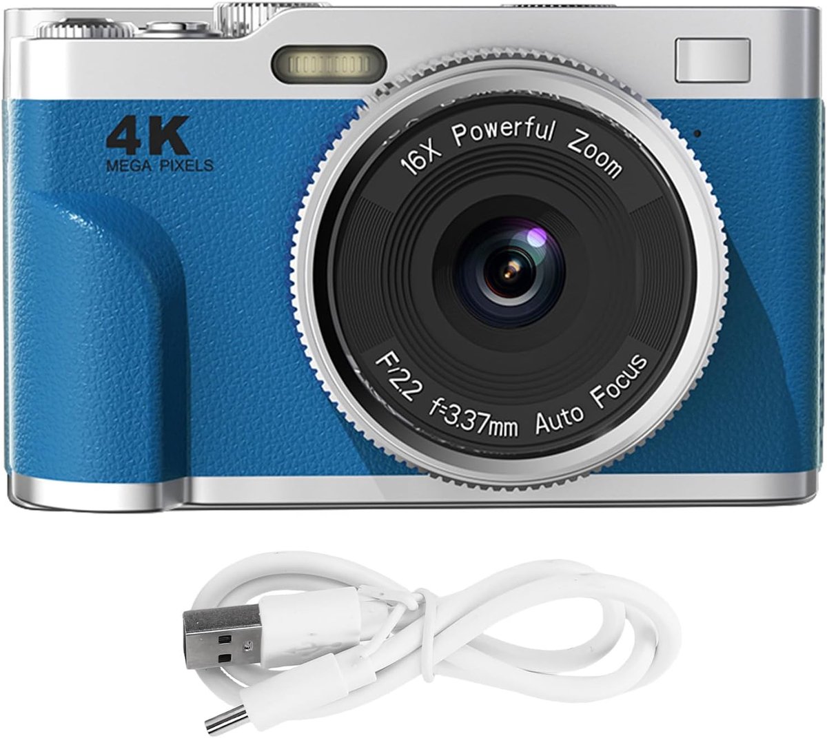 SnelShoppen - 4K Digitale Camera met 48MP Autofocus, 16x Zoom, 2.8 Inch Scherm, Compact Reiscamera voor Fotografie en Vloggen voor Beginners en Tiener