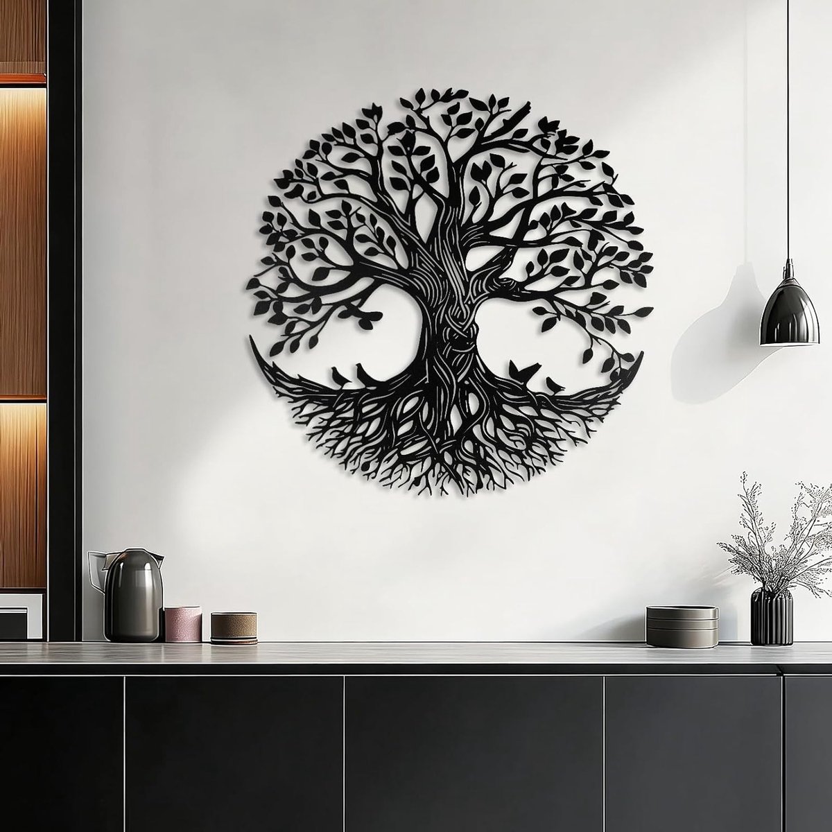 Kleurrijke Boom des Levens Wanddecoratie van Metaal, 32.5cm, met Vogels, Rustieke IJzeren Wandsculptuur voor Woonkamer, Slaapkamer en Badkamer, Bohemian Thuisdecoratie en Cadeau voor Huiseigenaren