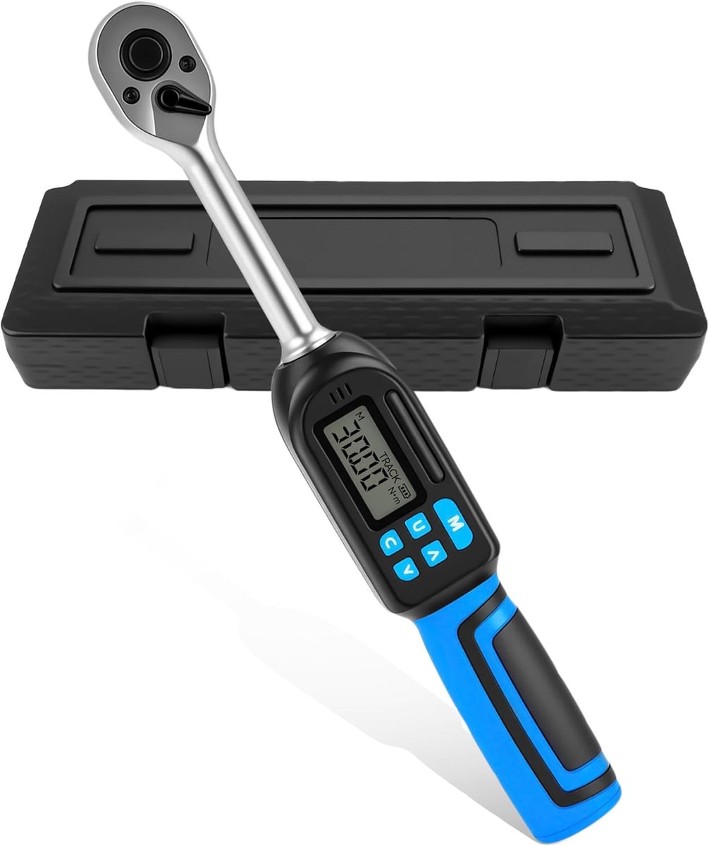 SnelShoppen - Digitale Momentsleutel 3/8 Inch Aandrijving, 3-60 Nm Torque Bereik, ± 2% Nauwkeurigheid, Geluids- en LED Alarm, Peak en Volgmodus voor F