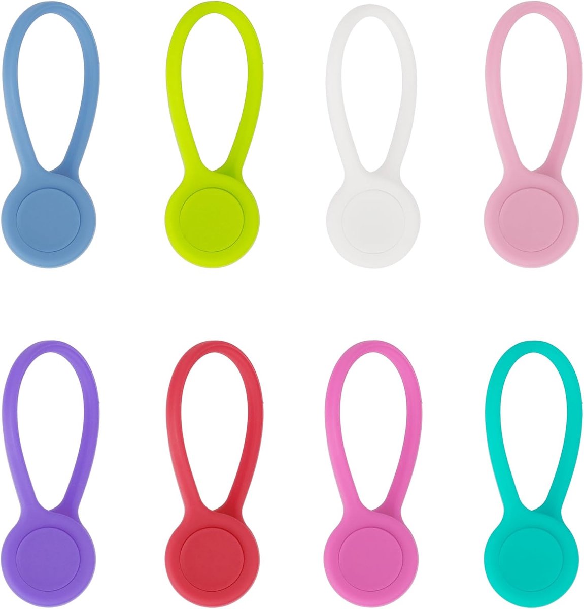 SnelShoppen - Herbruikbare Magnetische Kabelclips Silicone Verstelbaar 8 Stuks voor USB Kabels, Koptelefoons, Boekenlegger, Sleutelhanger Organisatie