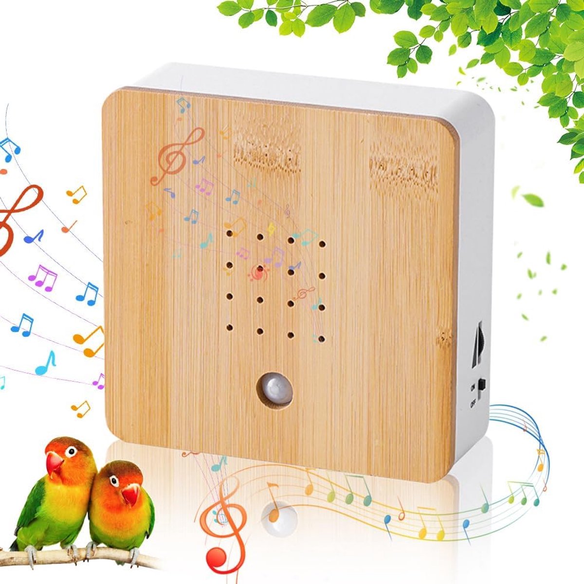 SnelShoppen - Bird Chirp Geluid Box met Bewegingsdetector - Natuurlijke Geluiden en Vogelgezang voor Ontspanning - Wandmontage - Perfect voor Tuin, Ca