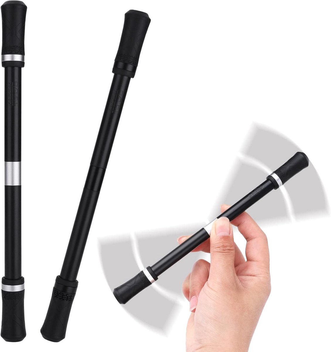 SnelShoppen - Spinning Rotating Balpen 2 Stuks, 22cm Gewogen Anti-Slip Coating Gaming Pen voor Studenten, Vermaak en Drukverlichting