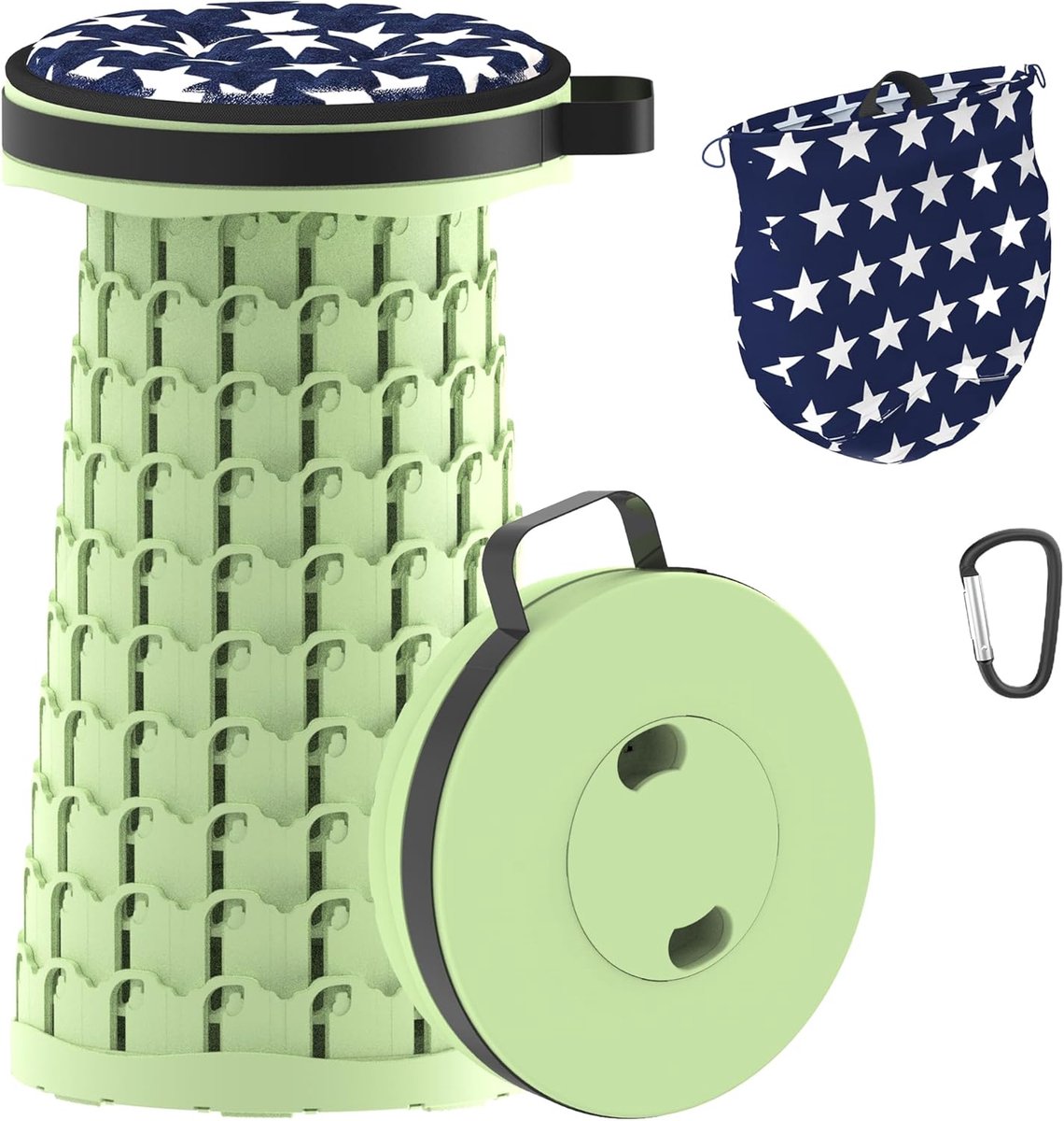 SnelShoppen - Opvouwbare Campingstoel Telescopisch Vissersstoel Stevig voor Buiten Binnen Hiking BBQ met Draagtas & Kussen Max Laadvermogen 190kg