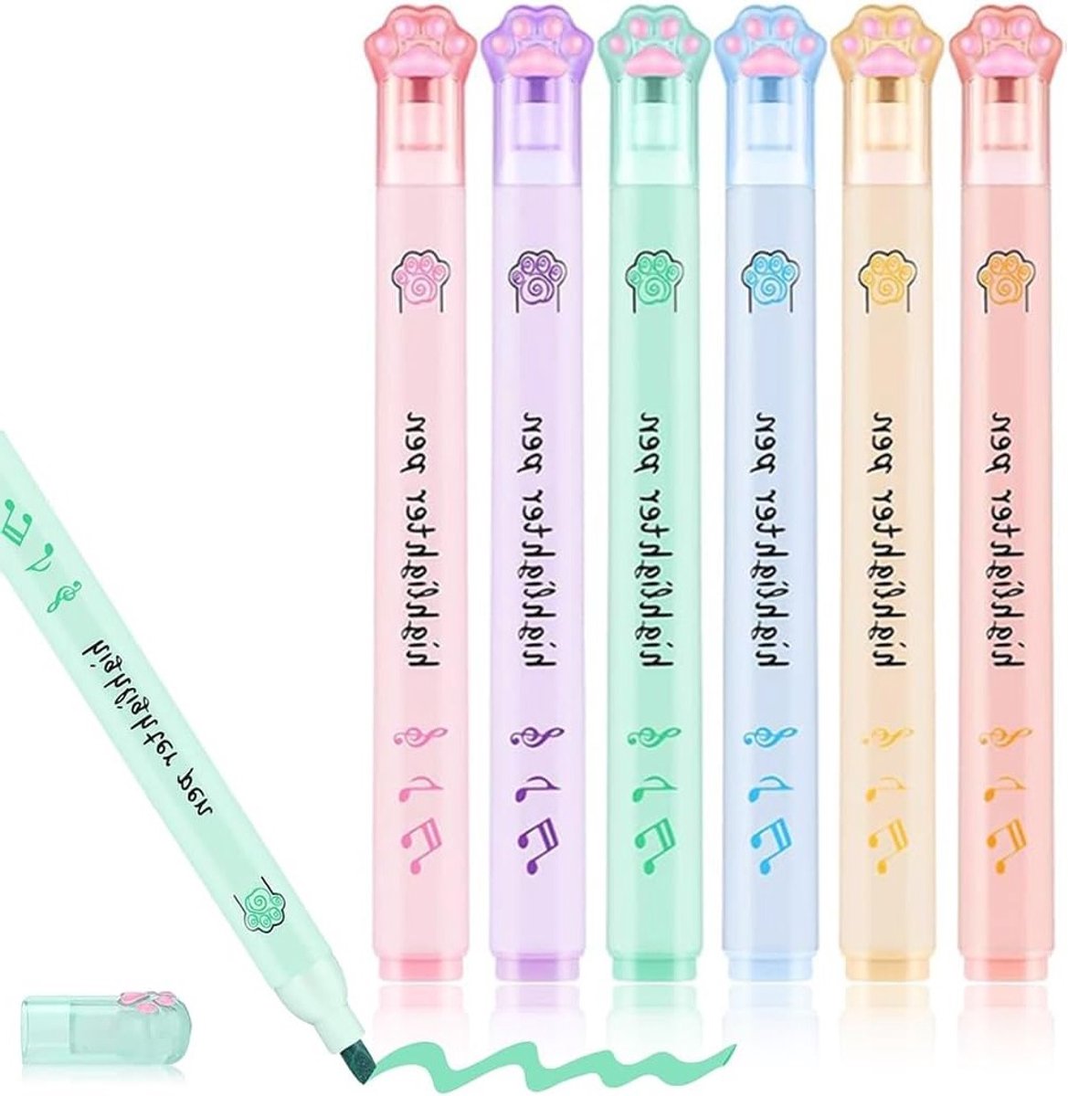 Kawaii Markers voor Kinderen en Volwassenen - 6 Kleuren voor Tekenen, Markeren en Creatieve Projecten