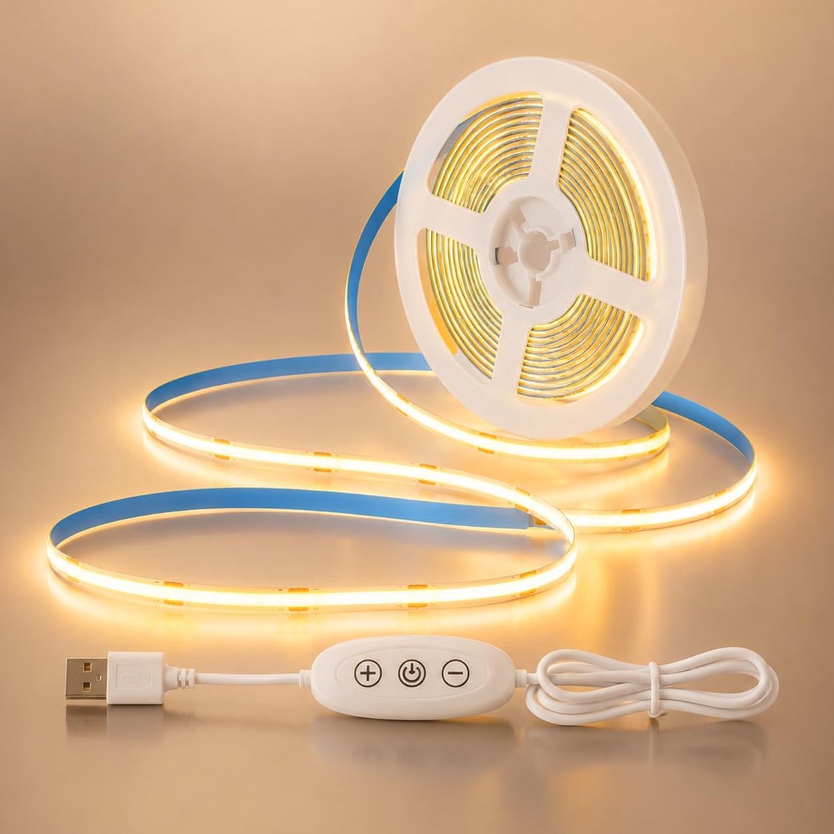SnelShoppen - COB LED Strip 2M Warm White 2700K Dimmable, 320 Leds/m, Zelfklevende LED Strip voor TV, Sfeervolle Verlichting voor Slaapkamer, DIY Thui