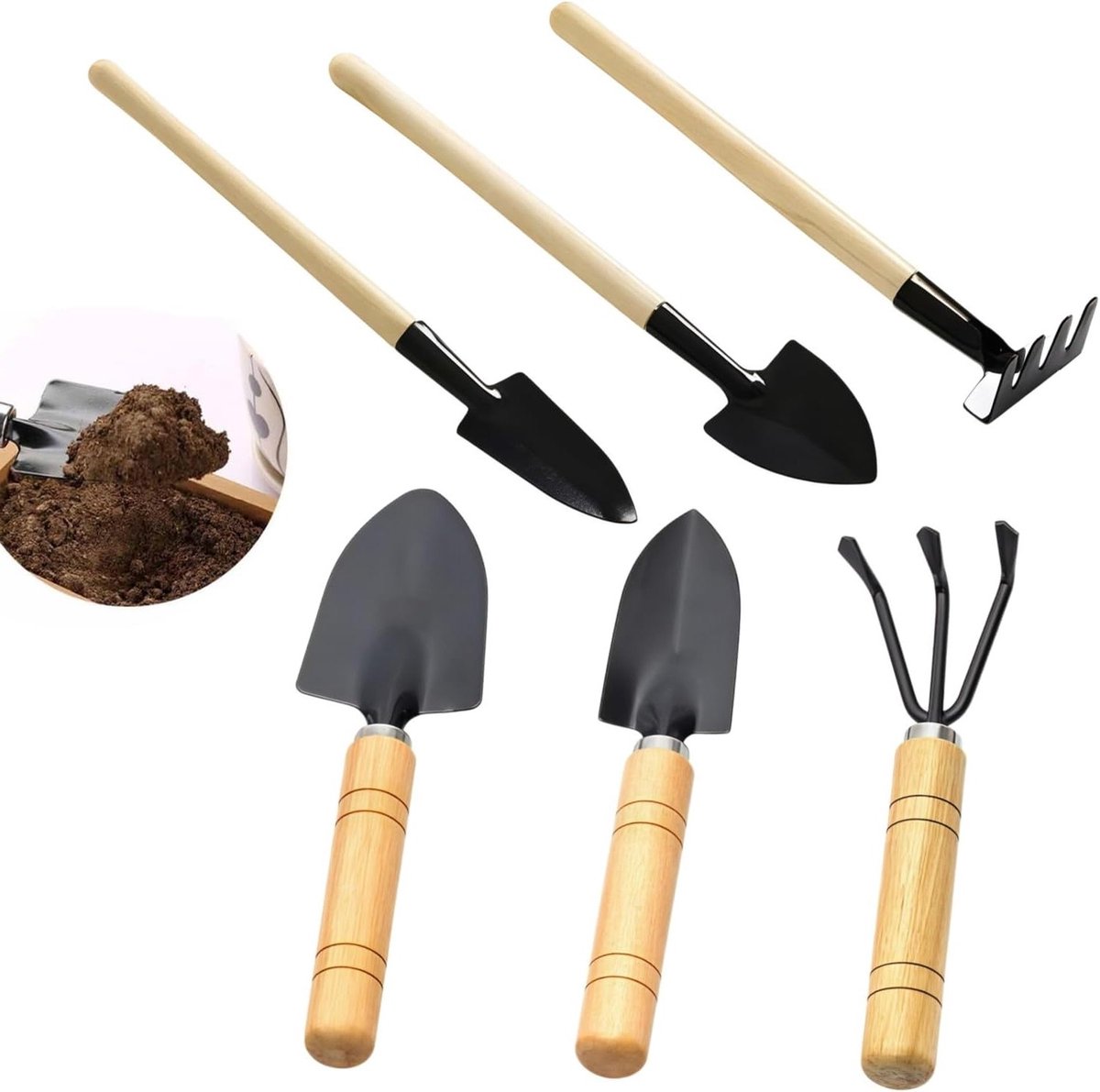 Handgereedschapsset voor bonsai en vetplanten, 6-delige set voor tuinonderhoud en zaaien