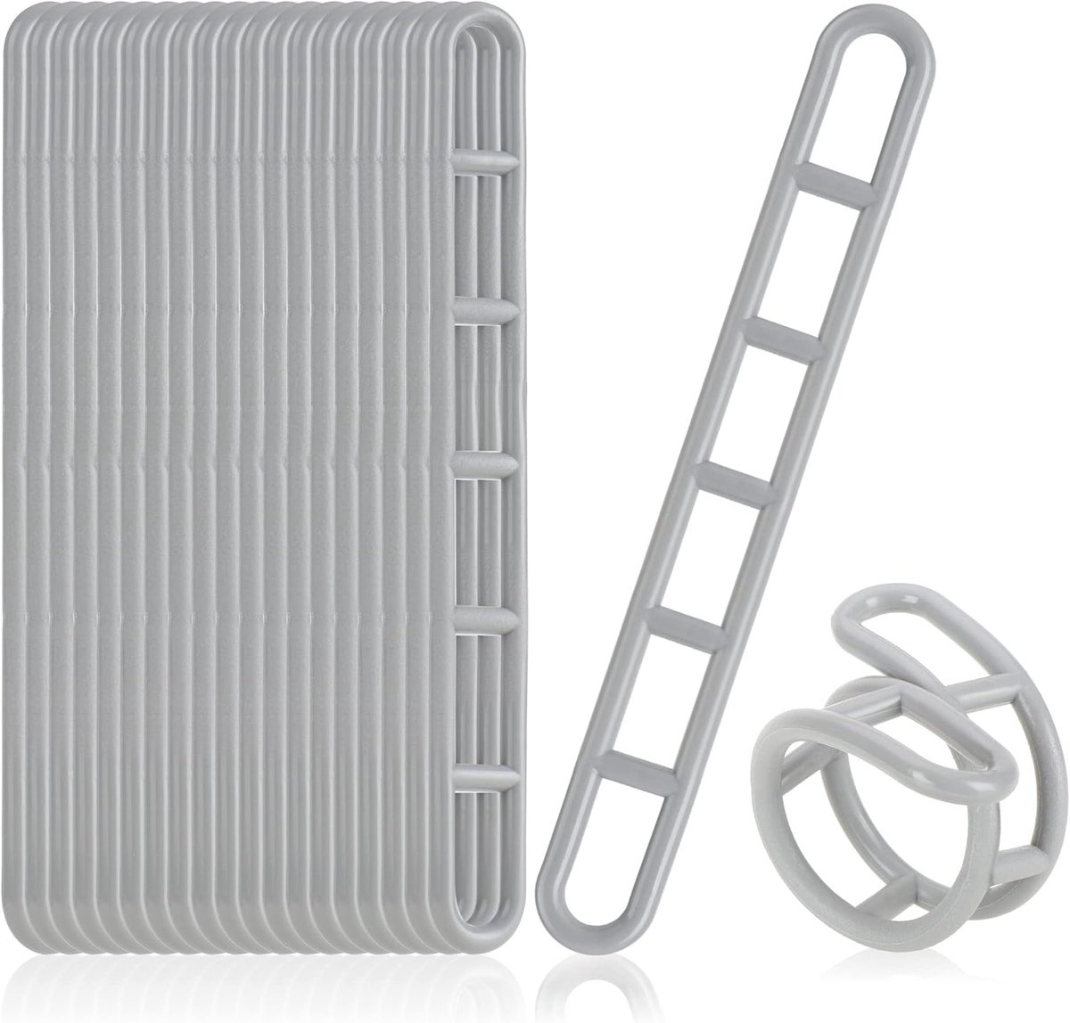 SnelShoppen - 20x Plastic Klemmen - Spanningsladder voor Luifels, Tentzeilen, Steile Wandluifels - 6-Gat Klem voor Buiten - Grijs