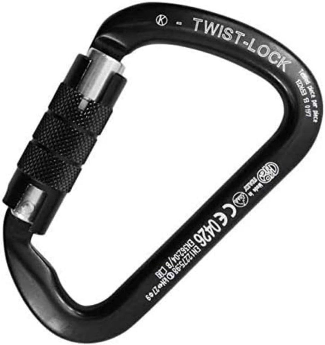 SnelShoppen - Grote multifunctionele lichtgewicht aluminium carabiner haak met Twist-Lock, zwart/glanzend voor outdoor, camping, klimmen, en veilighei