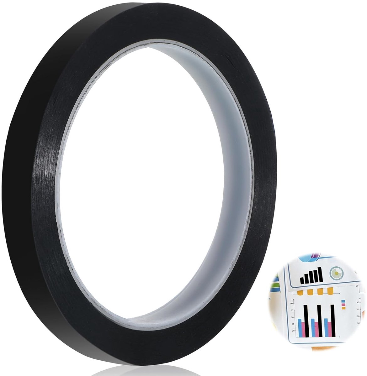 SnelShoppen - Zwart Adhesive Tape 50m x 12mm - Zelfklevende Whiteboard Tape voor DIY, Kunstprojecten, Markeren, Gridding, Thuisgebruik