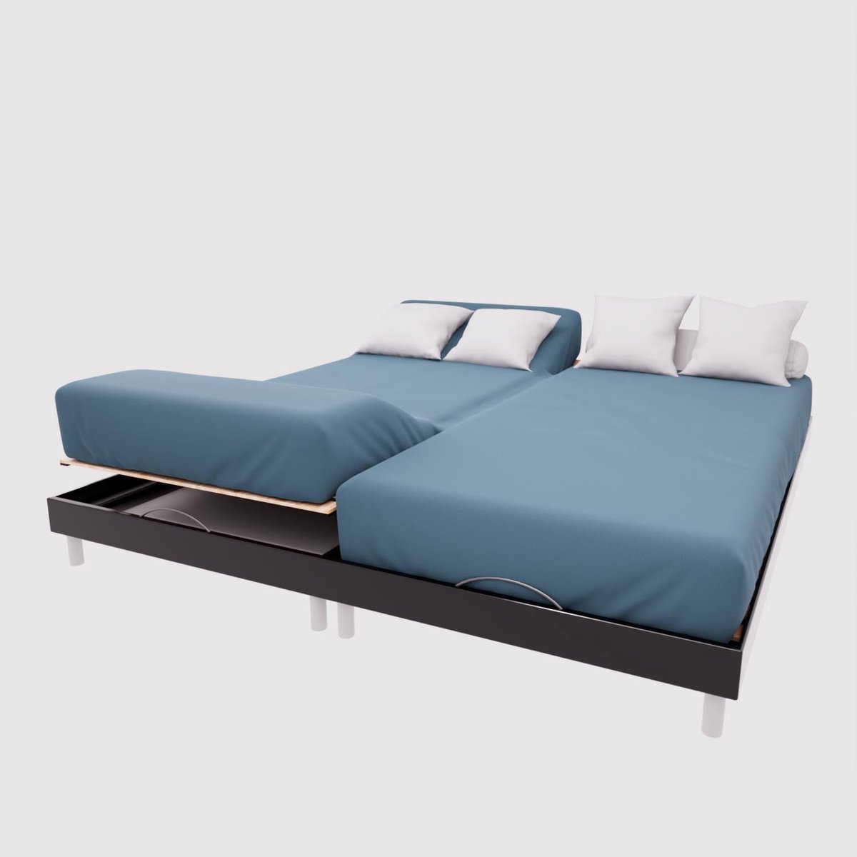 SnelShoppen - Fitted Sheet 2 x 80 x 200 cm Duck Egg Blue Katoen 57 Draden/cm² Perfect voor Bedden en Logeerkamers