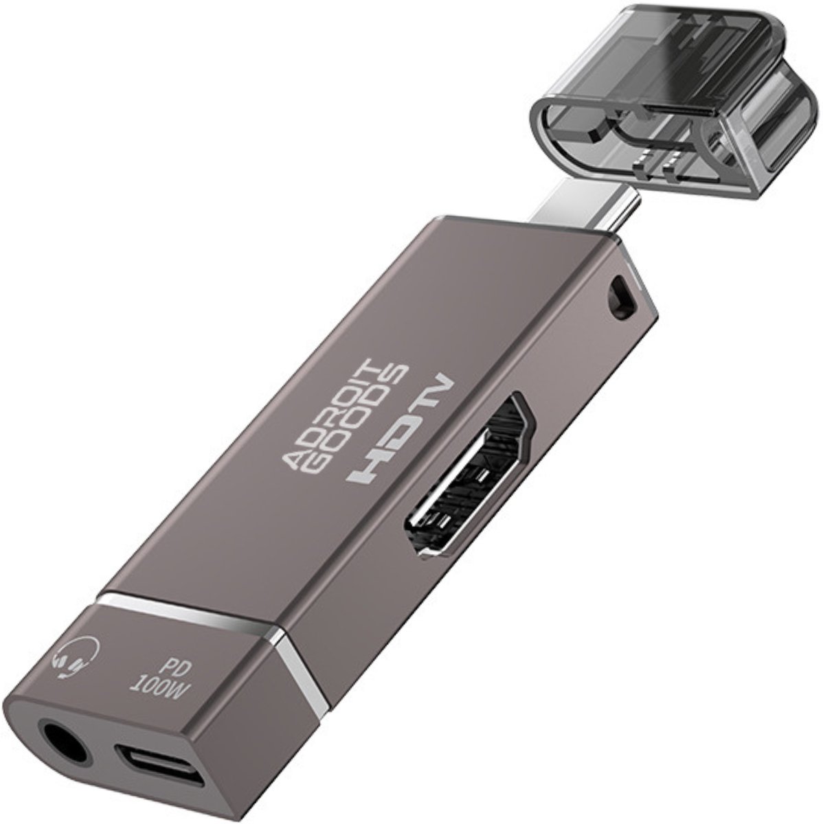AdroitGoods USB-C naar HDMI Adapter 4K met PD 100W & 3.5mm Audio – USB-C Hub HDTV Dongle – Snelladen & Beeldoverdracht voor Laptop Tablet Smartphone