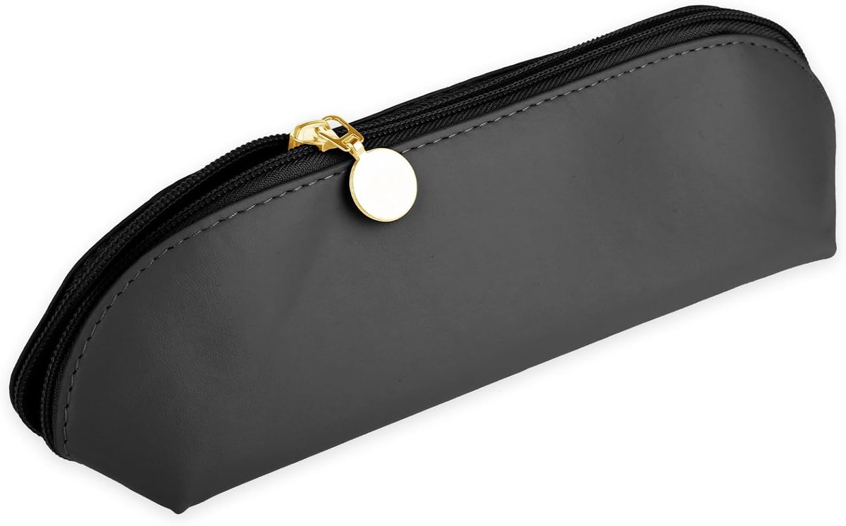SnelShoppen - Makeup Kwasten Houder - PU Leer Cosmetica Organizer Tas met Rits, Zwart, 24.5x7x6.5cm voor Make-up Accessoires, Lippenstiften, Potloden