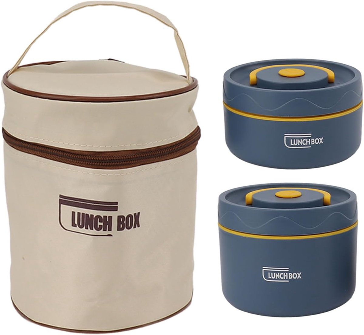 SnelShoppen - Ronde RVS Lunchbox met Deksel, Lekvrij, Grote Capaciteit, Eenvoudig Schoon te Maken, Ideaal voor Kantoor, 2 Geïsoleerde Boxen