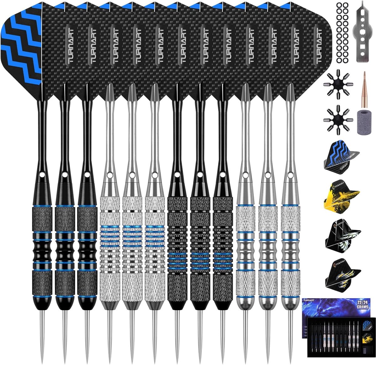 SnelShoppen - Professionele Turnart Dartpijlen met Metalen Punt, 12 Stuks, Perfect voor Dartsport, Ideaal voor Thuis en Feesten