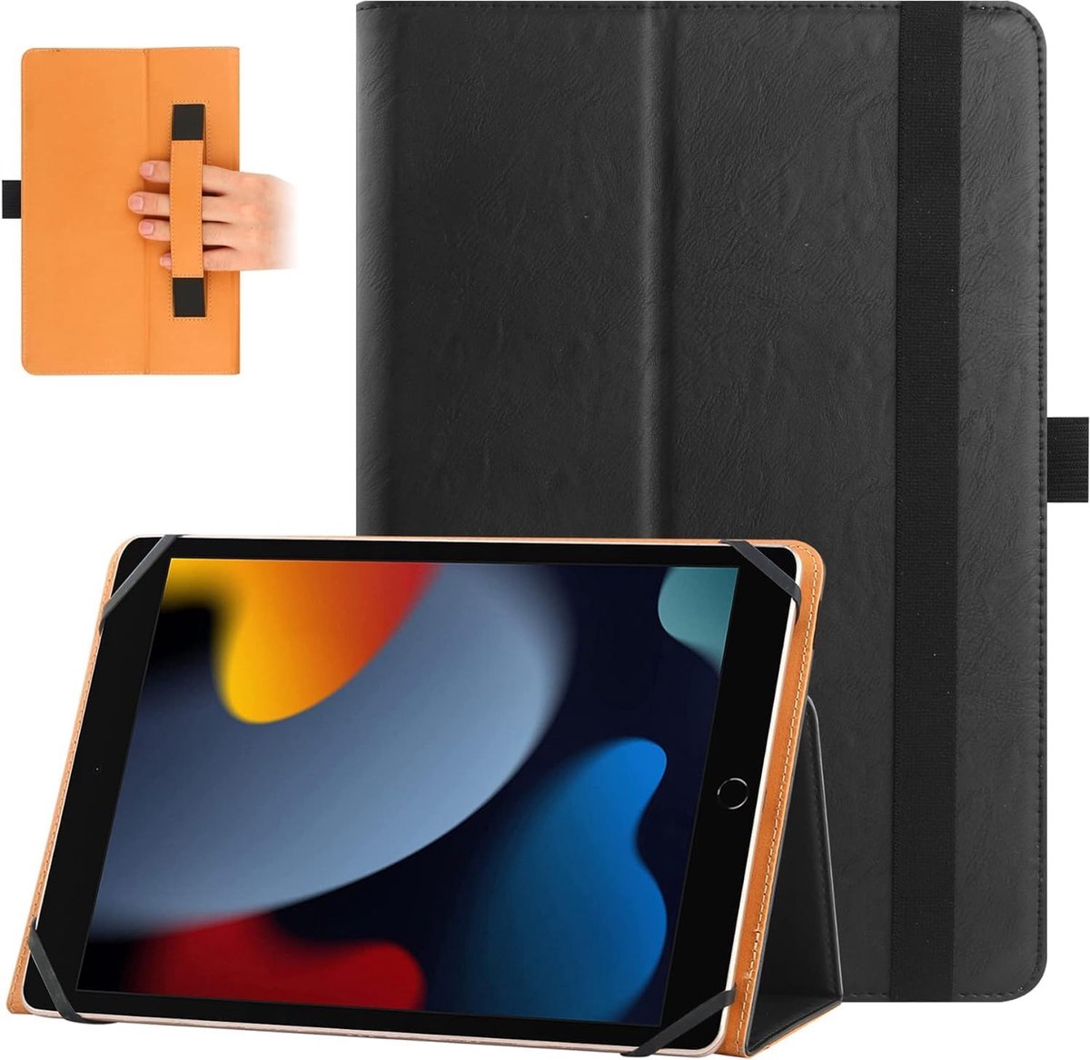 SnelShoppen - HGWALP Universele Tablet Case 9-11 Inch - Folio Beschermhoes met Standfunctie en Handstrap - Geschikt voor 9,7, 10,1, 10,5 Inch Tablets