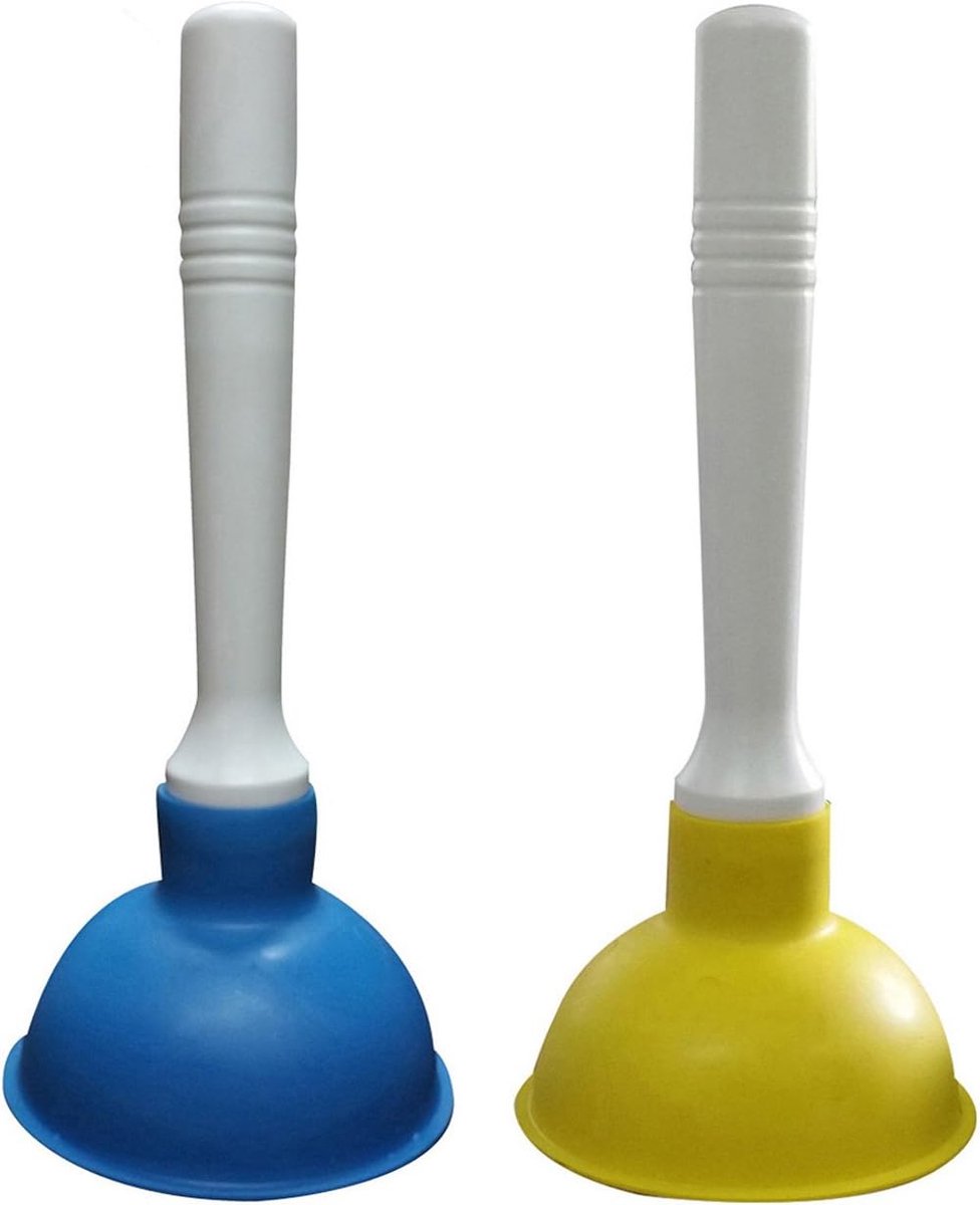 SnelShoppen - Pömpel Afvoer Ontstopper Suction Cup Toilet Cleaner - Ideale Plopper voor Badkamer, Keuken, Douche, Toilet - Blauw en Geel - Compact en