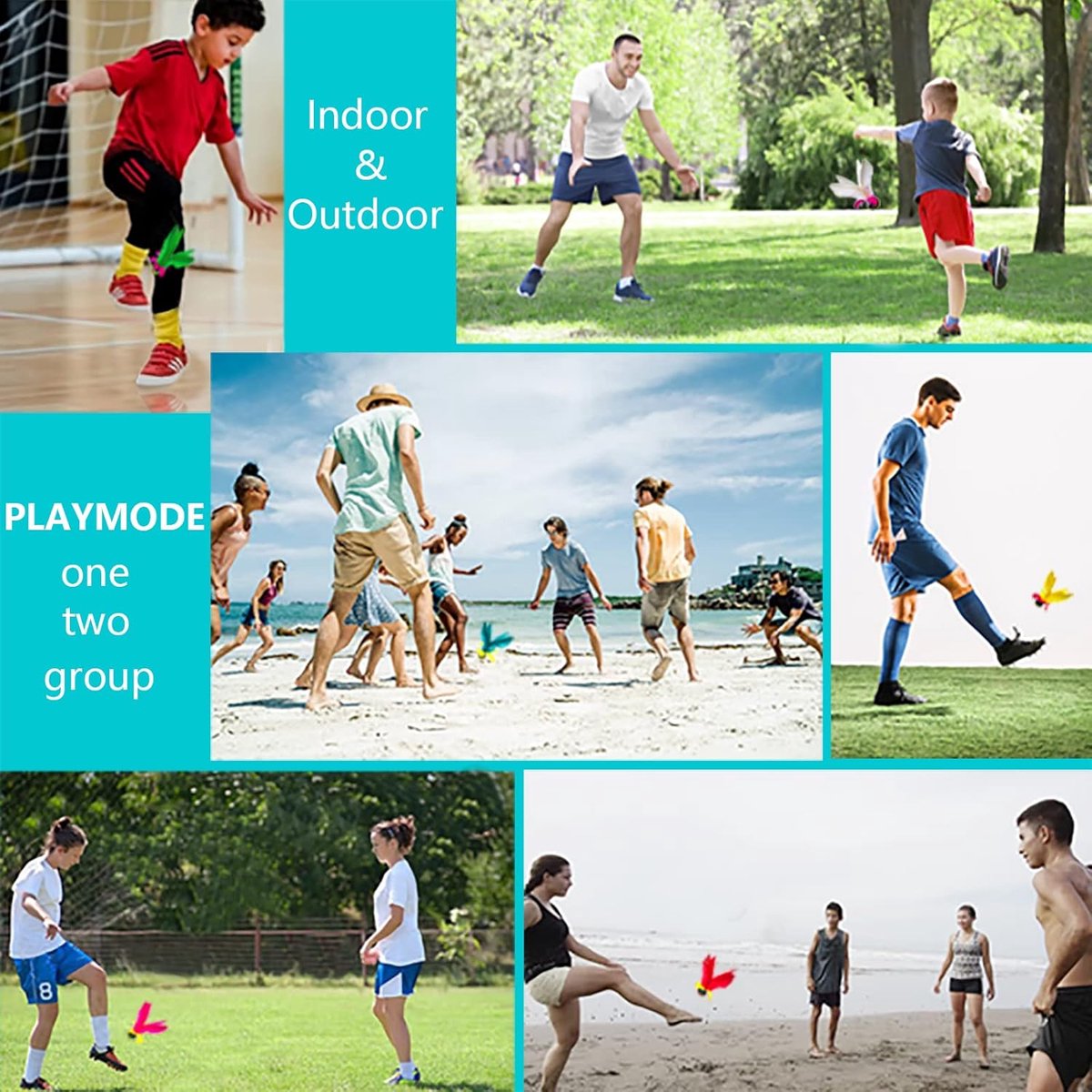 SnelShoppen - Kick Shuttle, Chinese Jianzi, Voet Shuttle, Kleurrijke Veer Kicking Shuttle voor Voet Oefening en Sport Spel, 2 Stuks voor Binnen en Bui
