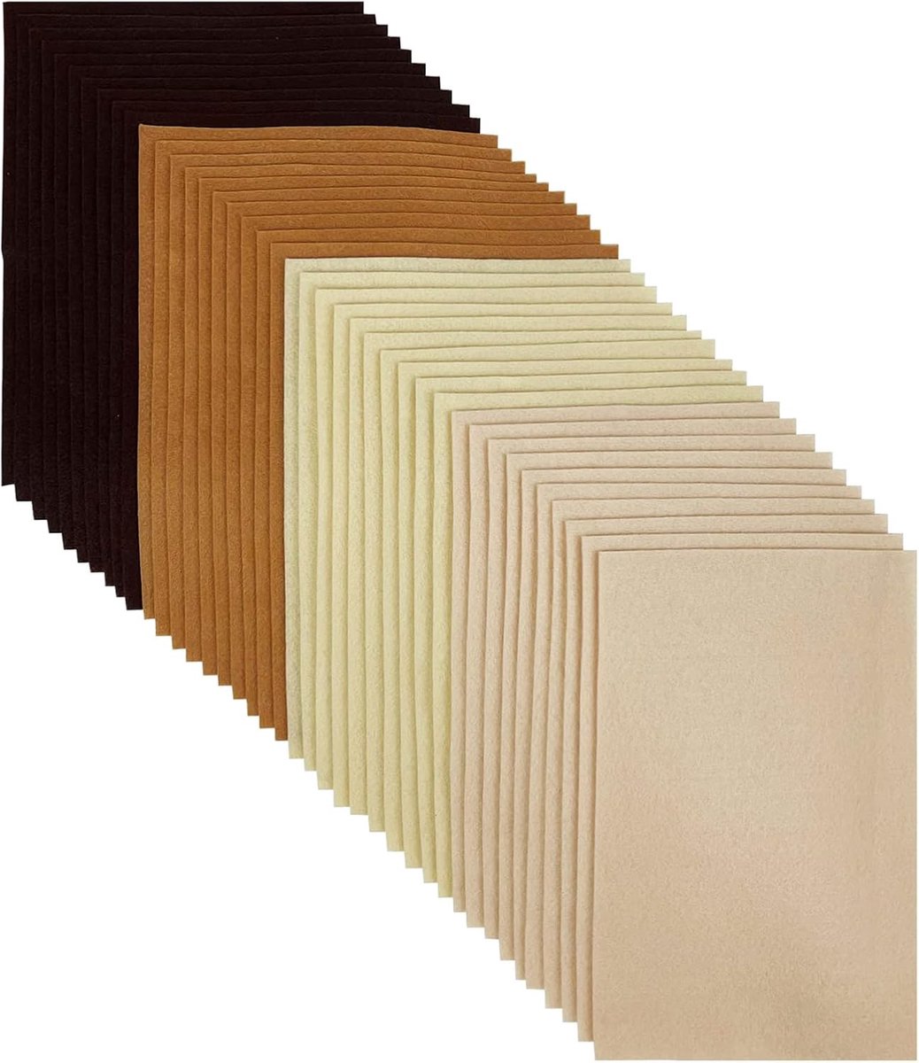 SnelShoppen - 40 Stuks Viltvellen 20x30 cm voor Creatieve Knutselprojecten, Bruin Serie, Zacht Polyester, DIY Decoraties en Feestjes