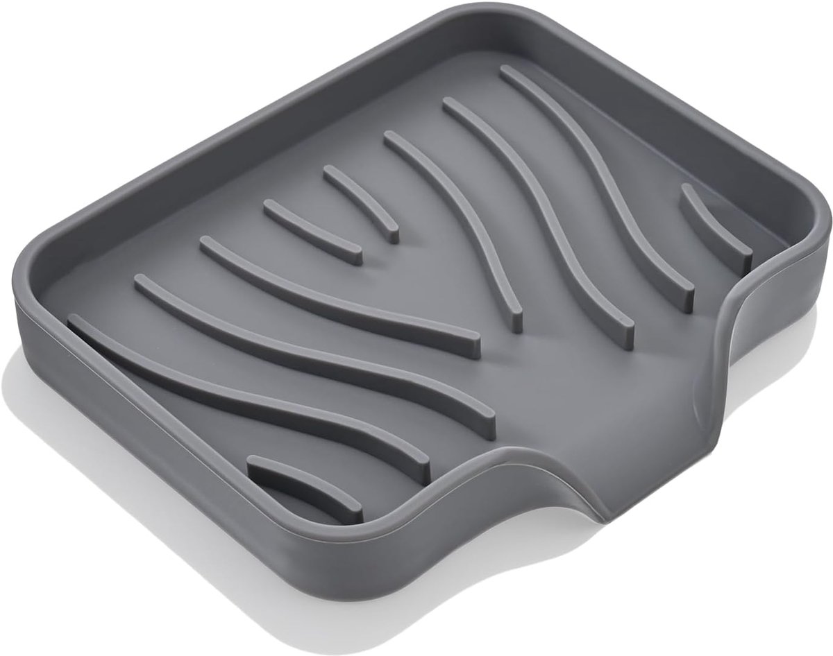 SnelShoppen - Silicone Sponge Holder voor Keuken en Badkamer, 11x10cm Antislip Afvoerende Zeep Houder in Grijs - Ideaal voor Sponsen, Scrubbers en Keu