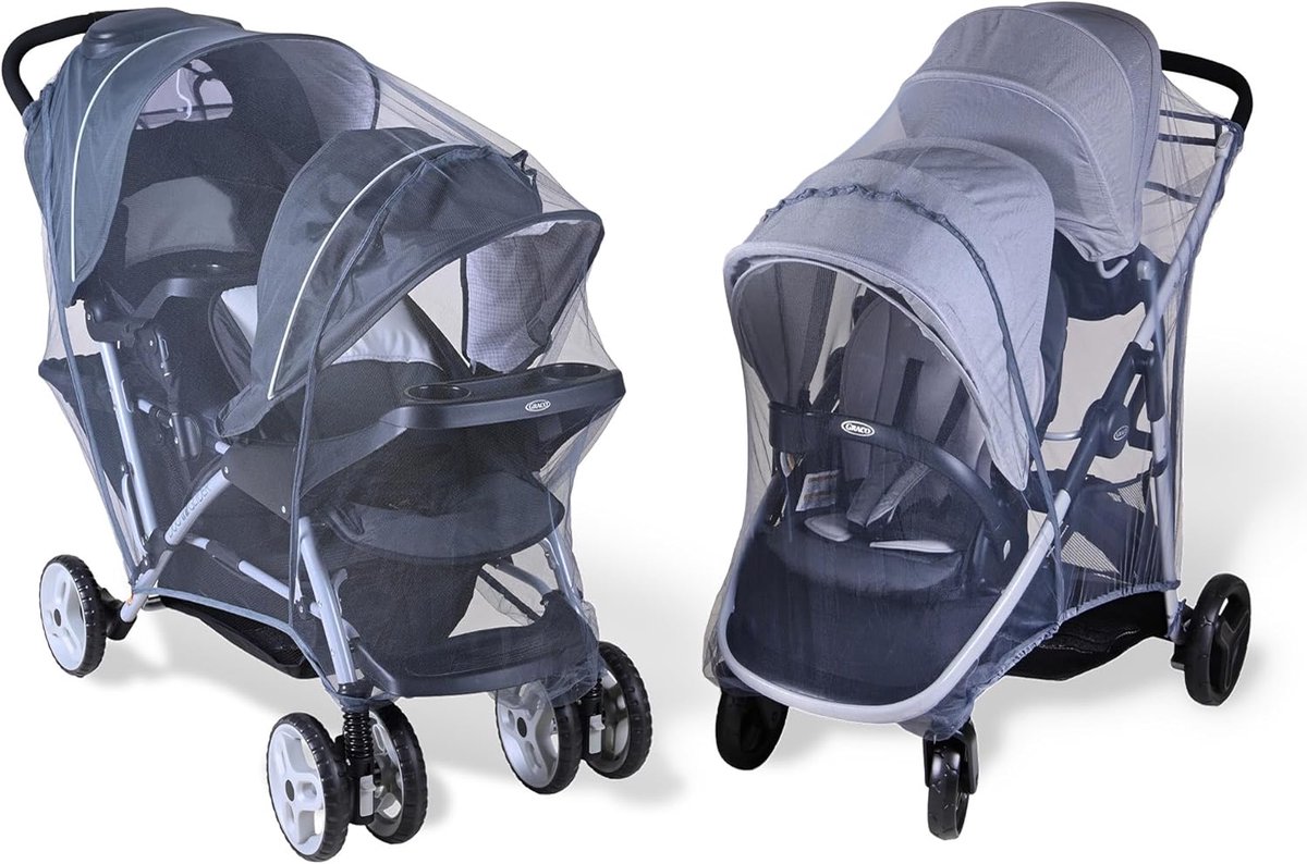 SnelShoppen - Universele Insectenbescherming voor Kinderen, Mosquito Net voor Duo Kinderwagens, Bescherming tegen Muggen, Wespen en Insecten, Inclusie