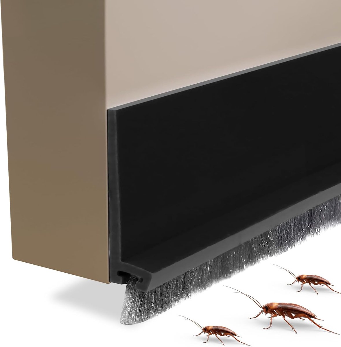 SnelShoppen - 2pcs Rubber Deurschraper 99 x 5 cm Onderdeur Kierenvuller met Borstel Zelfklevende Weerstrip Deurbodem Seal Strip voor Koude en Warme Lu
