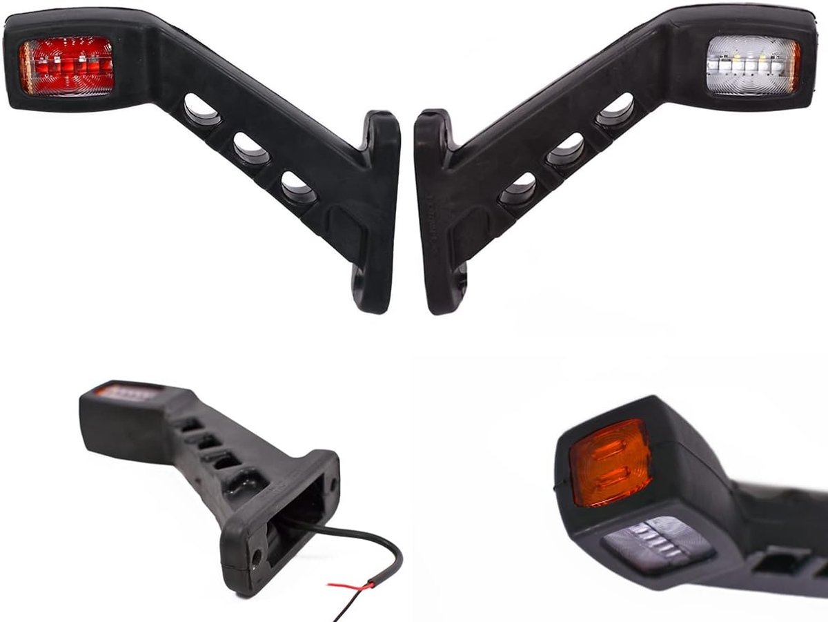 SnelShoppen - 2 Stuks LED Positielichten voor Trailer, Truck en Personenauto - 12V/24V E20 - 185mm - Wit, Rood, Geel - Ideaal als Achtergrondverlichti