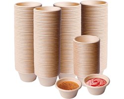 SnelShoppen - 200 Composteerbare Mini Dipping Bowls - Biologisch Afbreekbare Papieren Bekers voor Sauzen, Dips en Jello Shots - 2 oz - Perfect voor Fe