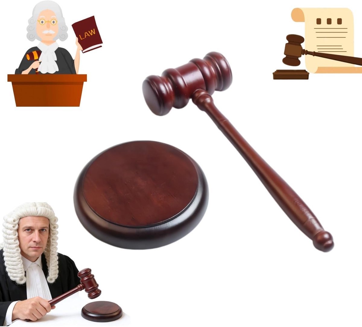 SnelShoppen - Houten Veilinghamer Set - Robuuste Hamer met Resonantieblok - Ergonomisch Ontwerp - Voor Veiling, Juridische Verkoop en Huiskamer - Brui