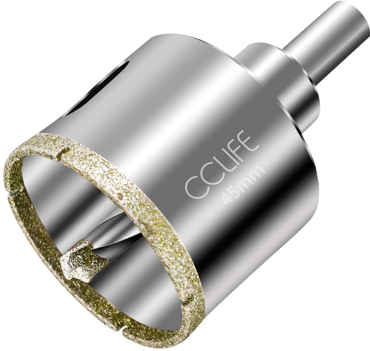 SnelShoppen - CCLIFE Diamant Boor Bit 45mm Boorzaag met Koolstofstaal Centering Drill 45# Diamantcoating voor Keramiek, Graniet en Glas